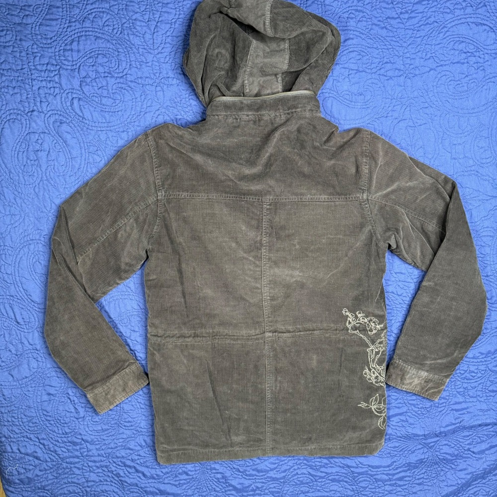 Quiksilver Corduroy Hooded Utility Jacket Women's S/P Embroidered Floral Patch - Picture 2 of 10